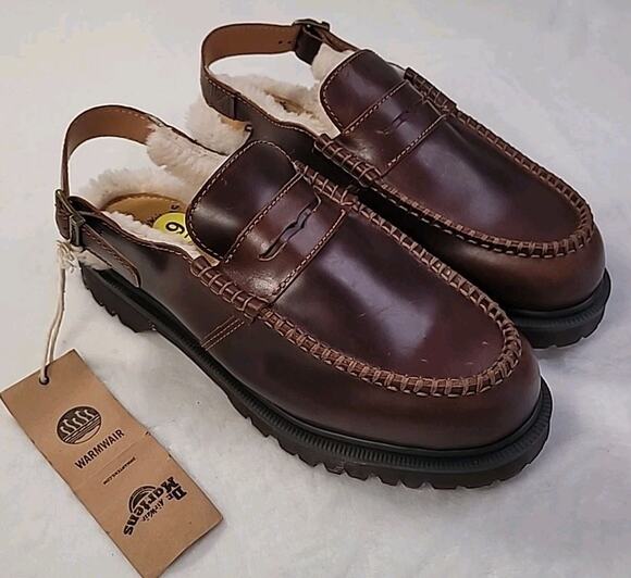 Dr Martens Slingback Chunky Loafers Brown M9 L10 Campus School College Preppy main image 4